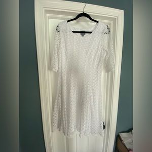 White textured dress, size 14 by rabbit rabbit rabbit designs